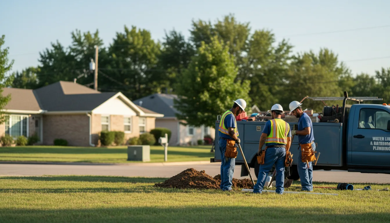Residential water line and bathroom plumbing service in Meridian, OK